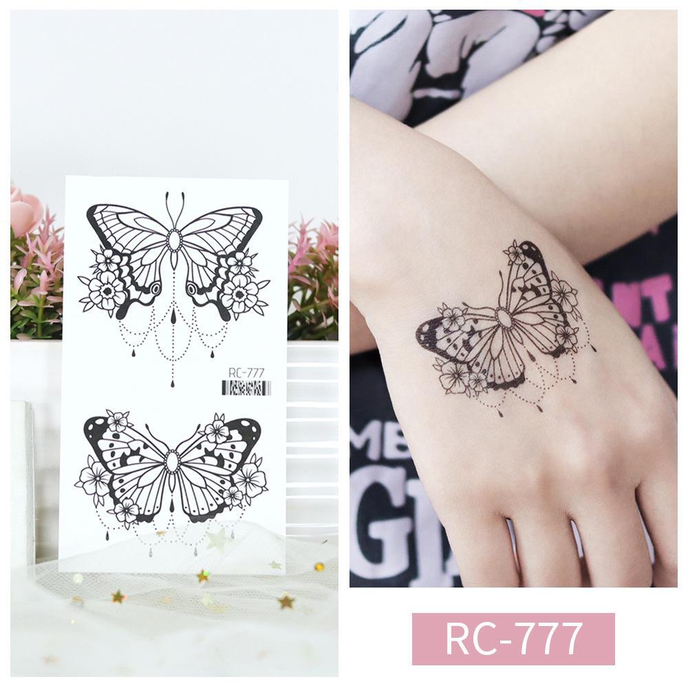 Butterfly Tattoo Stickers: Small, Fresh, Waterproof, Retro Black & White, Temporary Hand Designs