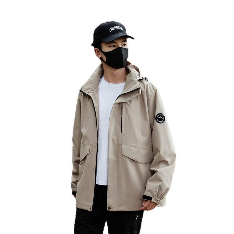 Unisex Spring/Autumn Windproof Hooded Jacket - Fashionable Men's Trench Coat