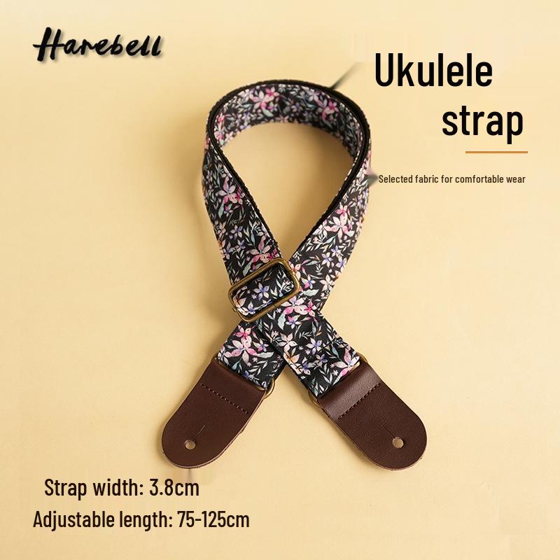 

In Stock: Black Elegant Floral Cotton Shoulder Strap, Anti-Slip, 5cm Widened, Dark Night Floral Design, PO-022 Guitar Strap. Dark night floral