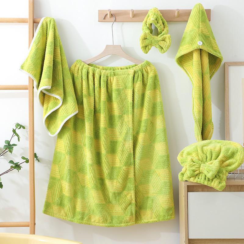 

Набор для ванной с геометрическими полосками, 5 предметов | Плюшевая юбка, Полотенце, Повязка для волос, Полотенце с капюшоном, Шапочка для сушки волос | Мягкий, Впитывающий, Предметы первой необходимости для дома