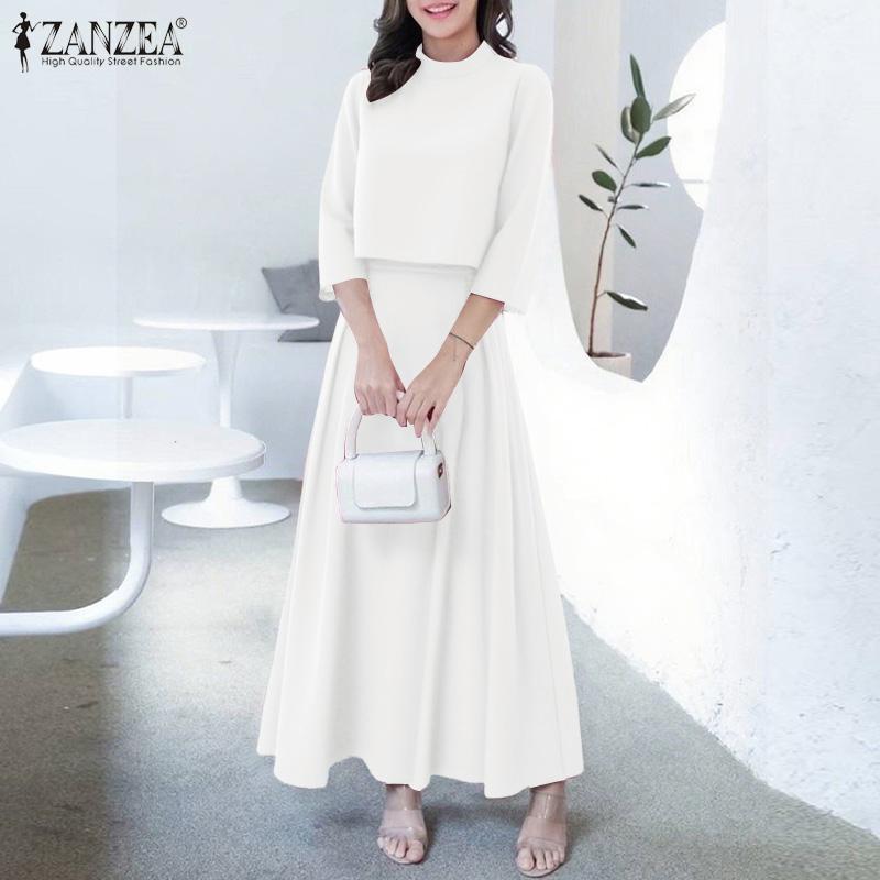 ZANZEA Women 3/4 Sleeve Blouse and Skirts Summer Two Piece Suit Sets