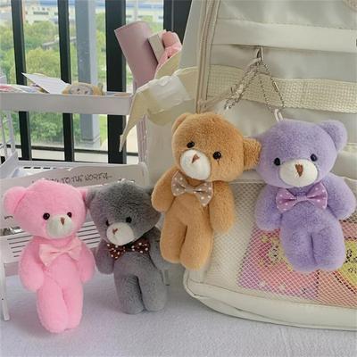 13 cm arco de pelúcia urso brinquedo de pelúcia presente de feriado mochila infantil chaveiro pingente boneca fofa