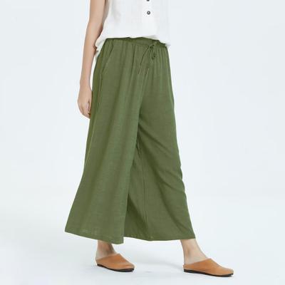 Summer New  Cotton and Linen Loose Casual Pants Women Fashion Solid Wide Leg Pants for Women Elegant High Waist Vintage Plus Size Trousers 24544