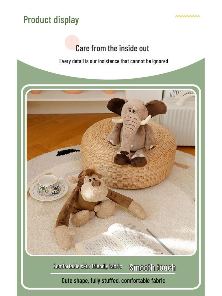 Orman Hayvanları Peluş Oyuncaklar - Aslan, Fil, Goril, Geyik Bebekler - Hayvanat Bahçesi Hediye Koleksiyonu