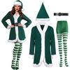 Adult Women Santa Claus Xmas Green Elf Dress Socks Hat Sets Christmas New Year Cosplay Costumes Performance Role Play Outfit