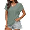 Women's Fashionable Casual Solid Color V-Neck Breathable T-Shirt Short Sleeved Top