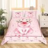Cartoon Cute Pink Pig Duvet Cover for Children Boys Girls Microfiber Pigs Floral Cartoon Farm Animals Theme Bedroom Decorations