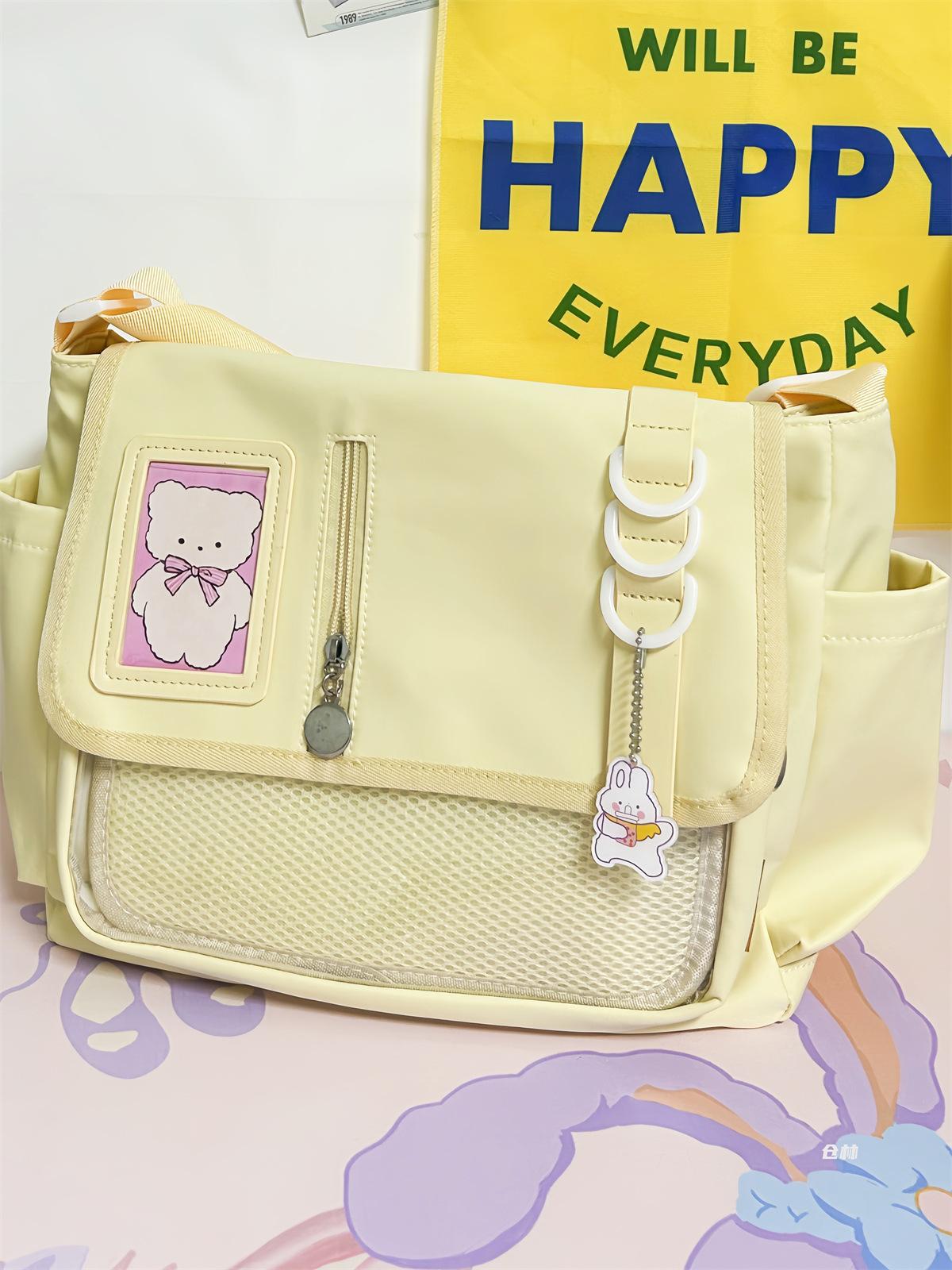 

Japanese Harajuku School Bags for Teenage Girls New 2025 Transparent Itabag Crossbody Bag DIY Badges Display Plate Ita Bag Only Bag NO Toys жёлтый