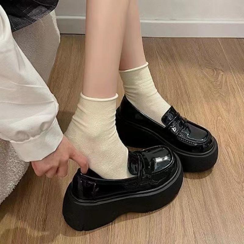 

Shorty Le платформа маленькие кожаные туфли женские универсальные ретро британский стиль маленького человека увеличивающие рост лоферы одинарные туфли маффин женские туфли 40