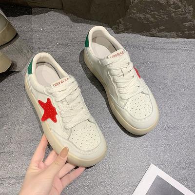 Ziyan Xiaobai Shoes Women's Korean Version with Skirt Stars Versatile Casual Sports Shoes Thick-soled Color Matching Non-slip Flat Baseplate Shoes