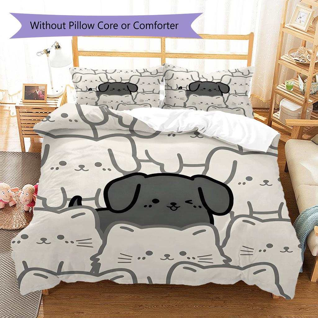 Dachshund Pattern Bedding Quilt Set Quilt Cover Pillowcase Home Decoration Birthday Gift (1 * duvet cover + 2 * pillowcase, without core)