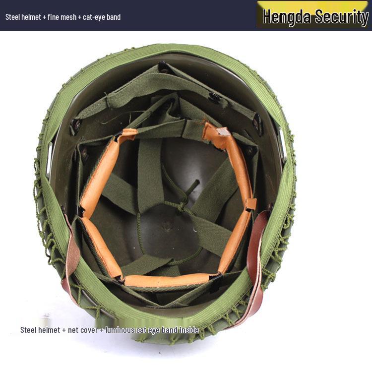 WWII M1 Classic Steel Helmet with Net Cover & Luminous Cat Eye Band - 3-in-1 Movie Prop Set