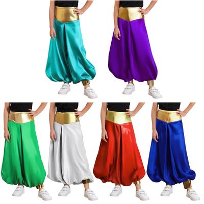 Pantaloni Harem Arabi a Vita Alta Elastici per Bambini e Ragazzi Pantaloni Larghi e Ampie per Esibizioni di Danza Costume da Principe per Halloween