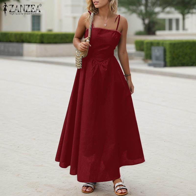 ZANZEA Womens Summer Casual Straps Sleeveless Slip Dress