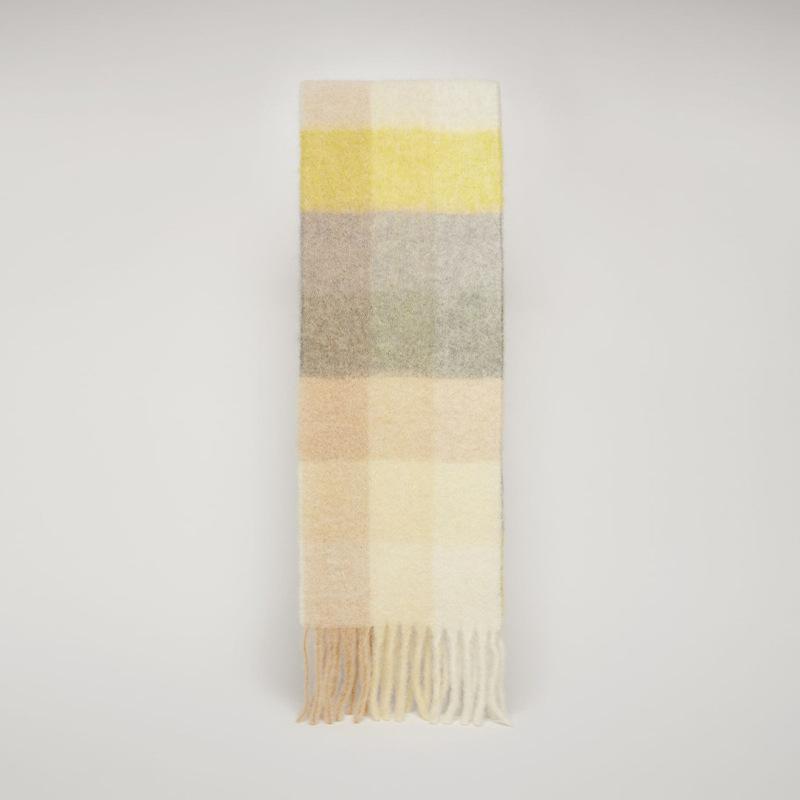 Rainbow Scarf Women's Autumn and Winter Imitation Cashmere Ins Plaid Versatile AC Shawl Dual-purpose Thick Warm Scarf Tide