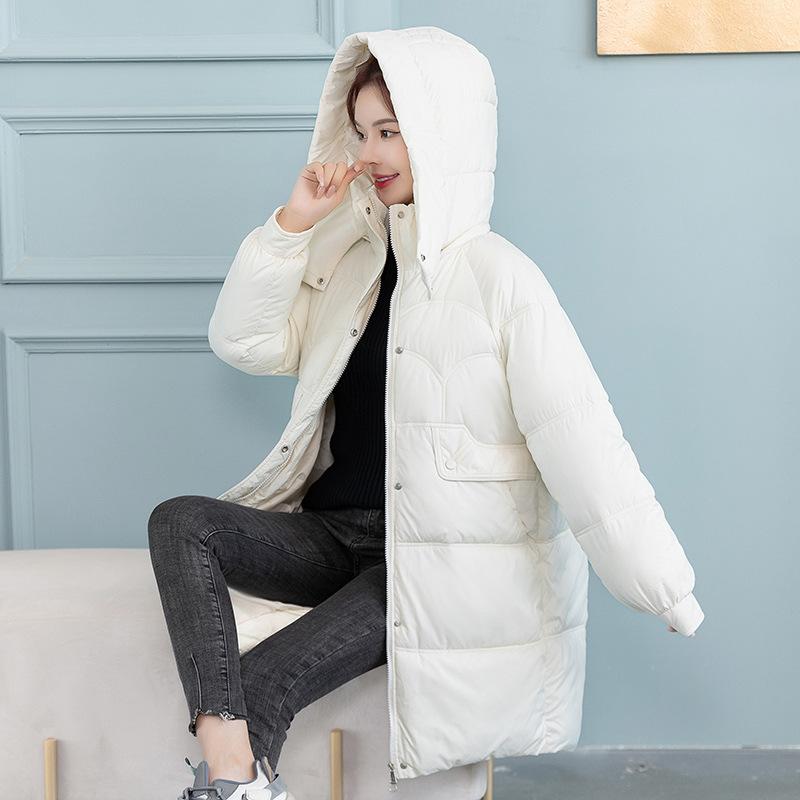 Winter New Fashion Loose Detachable Hat Cotton-padded Jacket Women's Long Thick Bread Warm Coat.
