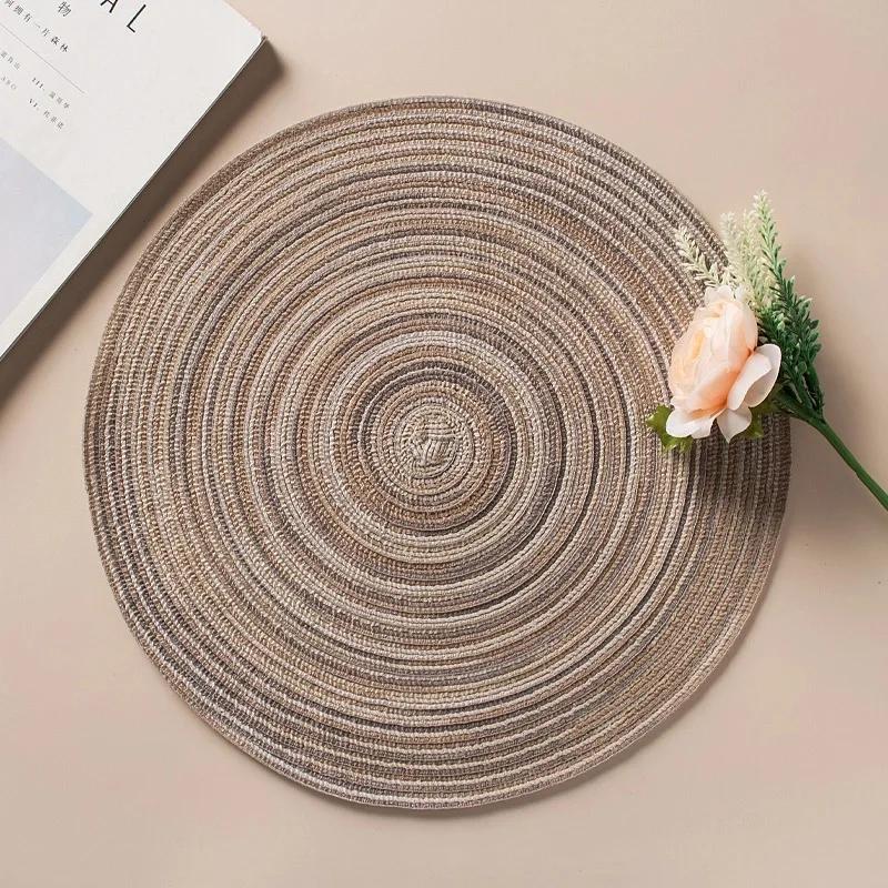 1 PC Placemats for Dining Table Linen cotton woven non-slip ironing placemat teacup mat Round plate mat flower mat kitchenware