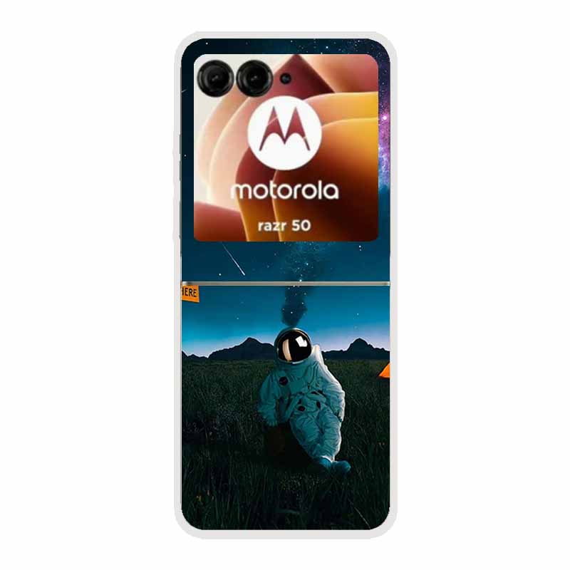 For Moto Razr 50 Case Clear Plastic Hard Painted Space Transparent Phone Covers for Motorola Razr 60 50 Coque Razr 2024 PC Cases