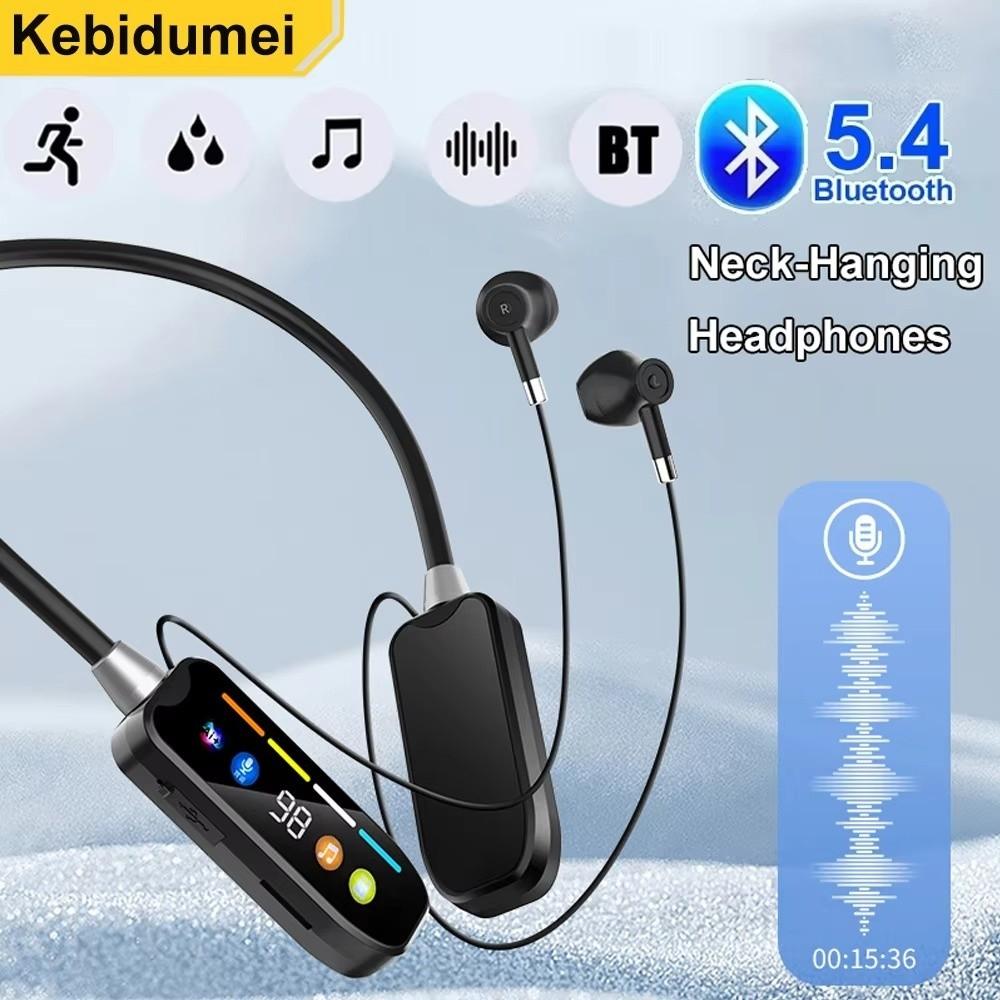 LED Display Neckband Headphones HiFi Stereo Sports Headset HD Screen Bluetooth Headset  Sports