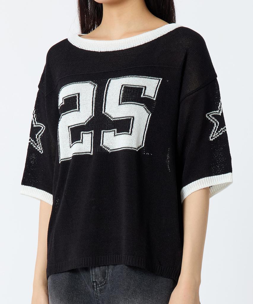 ANDTHEOTHER Oversized Round Neck Short Sleeve Knit Black