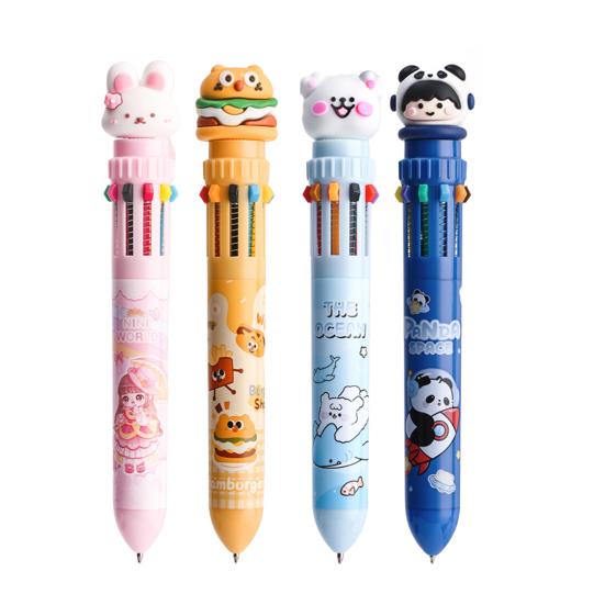 Einziehbarer Kugelschreiber Cartoon Mehrfarbiger Kugelschreiber zum Journaling, Notizen machen und Hervorheben Feine 0,7-mm-Spitze Schreibwarenstifte für Studenten