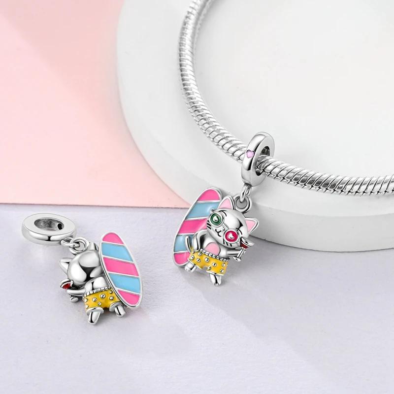 Charms Platacute Kitten Vacation-Style Beads Fit Originalbracelets Charms For Women Jewelry Diy Making Fine Gifts