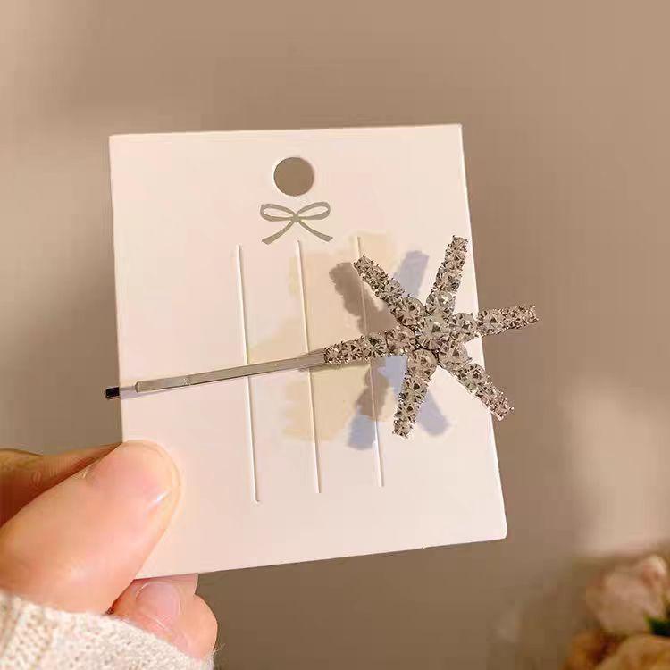 

Star Silver Star-Shaped Hairpin Korean Temperament Versatile Flash Diamond Edge Clip One-Word Clip Hair Accessories