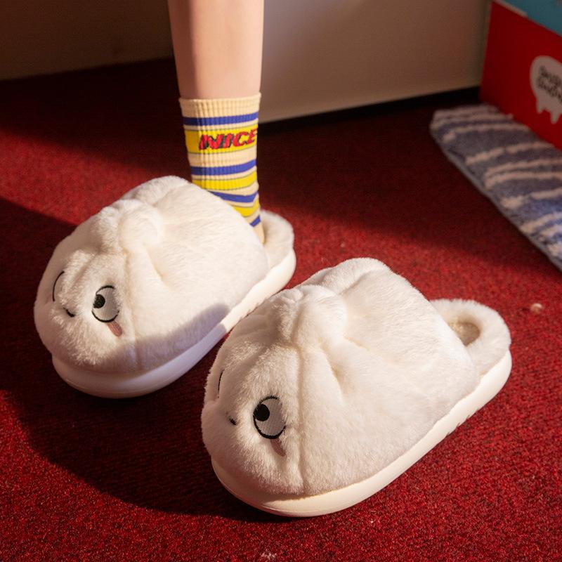 Fashion French Fries Cotton Slippers Women Men Autumn Winter Home Floor Shoes Cute Cartoon Warm Faux Fur Couples House Fluffy Slides