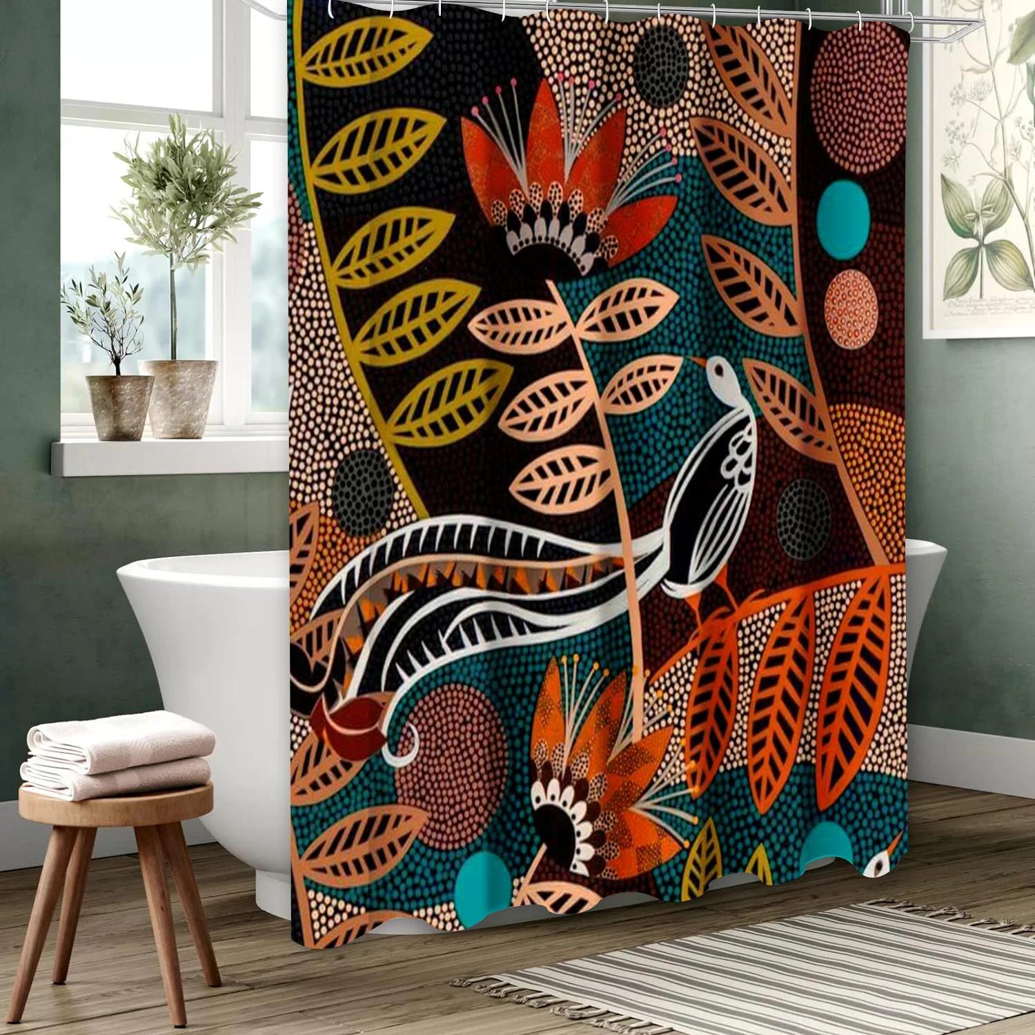 

tropical plant Bathing Curtain Bathroom Shower Curtain Waterproof With 12 Hooks Home Deco W90xH180cm