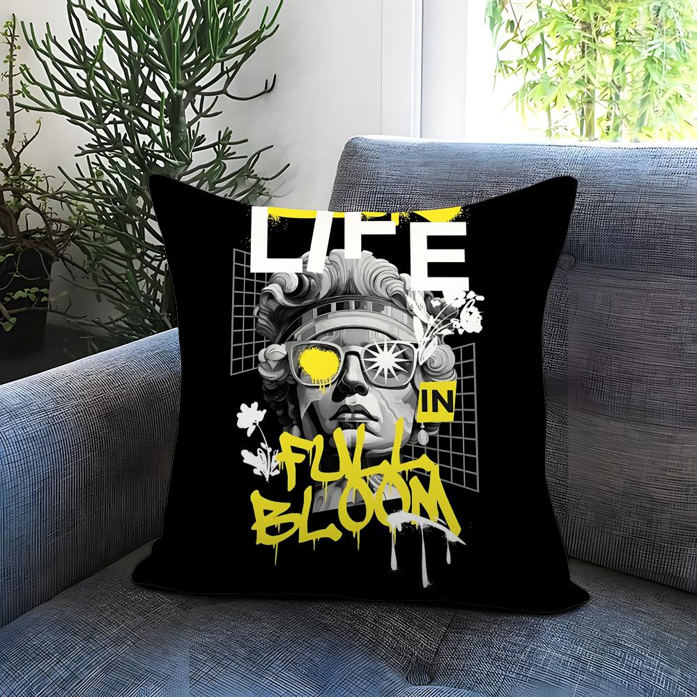 Creative Sculpture Painting Cushion Cover Comfortable Reversible Pillow Cover Ideal for Car Sofa Bedroom  Beyond