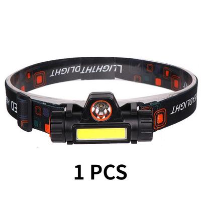 Linterna frontal LED impermeable recargable por USB con batería incorporada Linterna frontal de inducción COB para exteriores