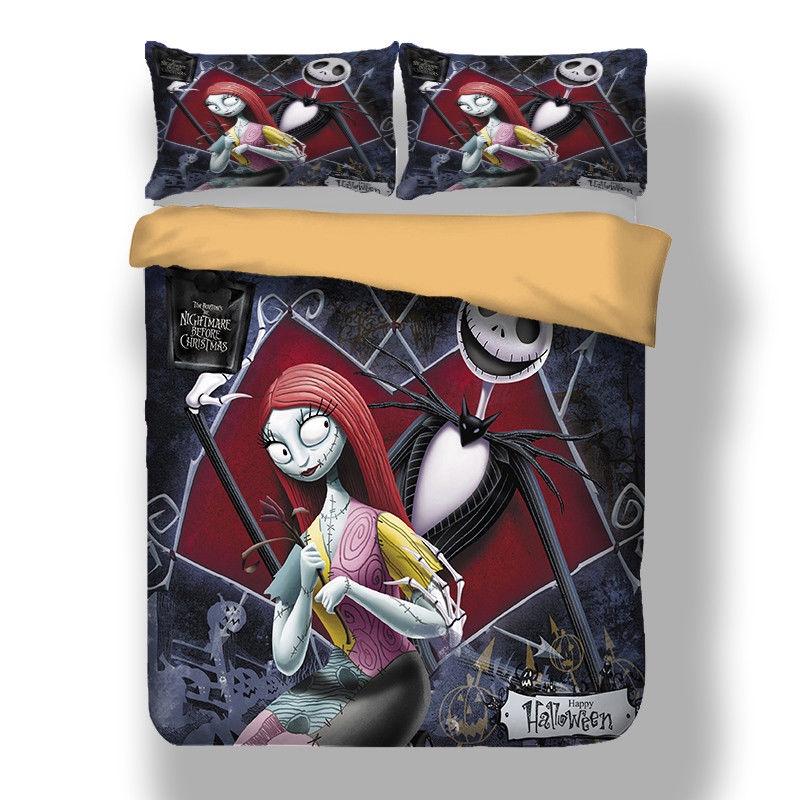 Luxurious Nightmare Before Christmas Duvet Cover With Pillow Cases Bedding Set