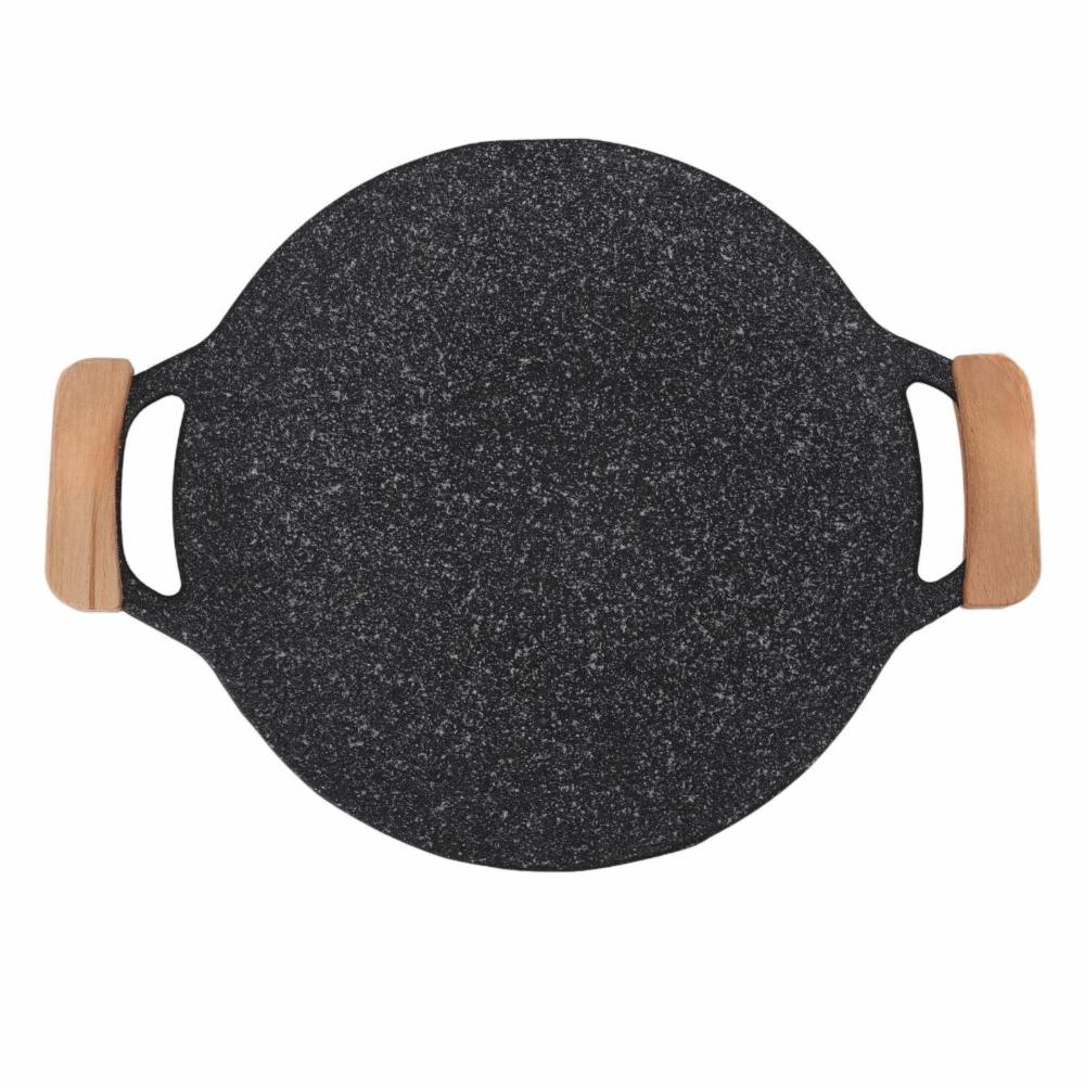 Iron Round Grill Pan Stone Coating BBQ Griddle Heat Resistant Cooking Plate Camping