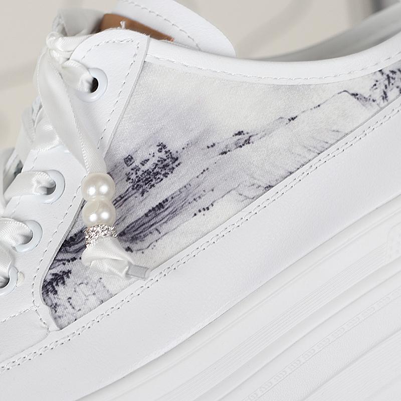 Fashion 12CM Stretch Fabric Ethnic Cloth Leisure Authentic Mary Jane Shoes Summer Slippers Platform Wedge Genuine Leather Women