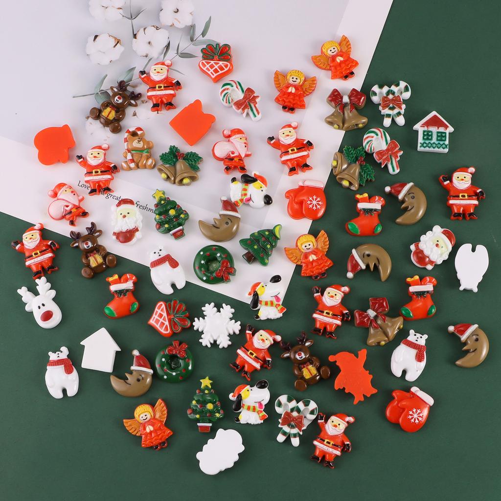 Mixed 30/90/120Pcs Cartoon Flatback Charms Christmas Resin DIY Phone Case Hair Bow Accessories Decor Part 3D Charms
