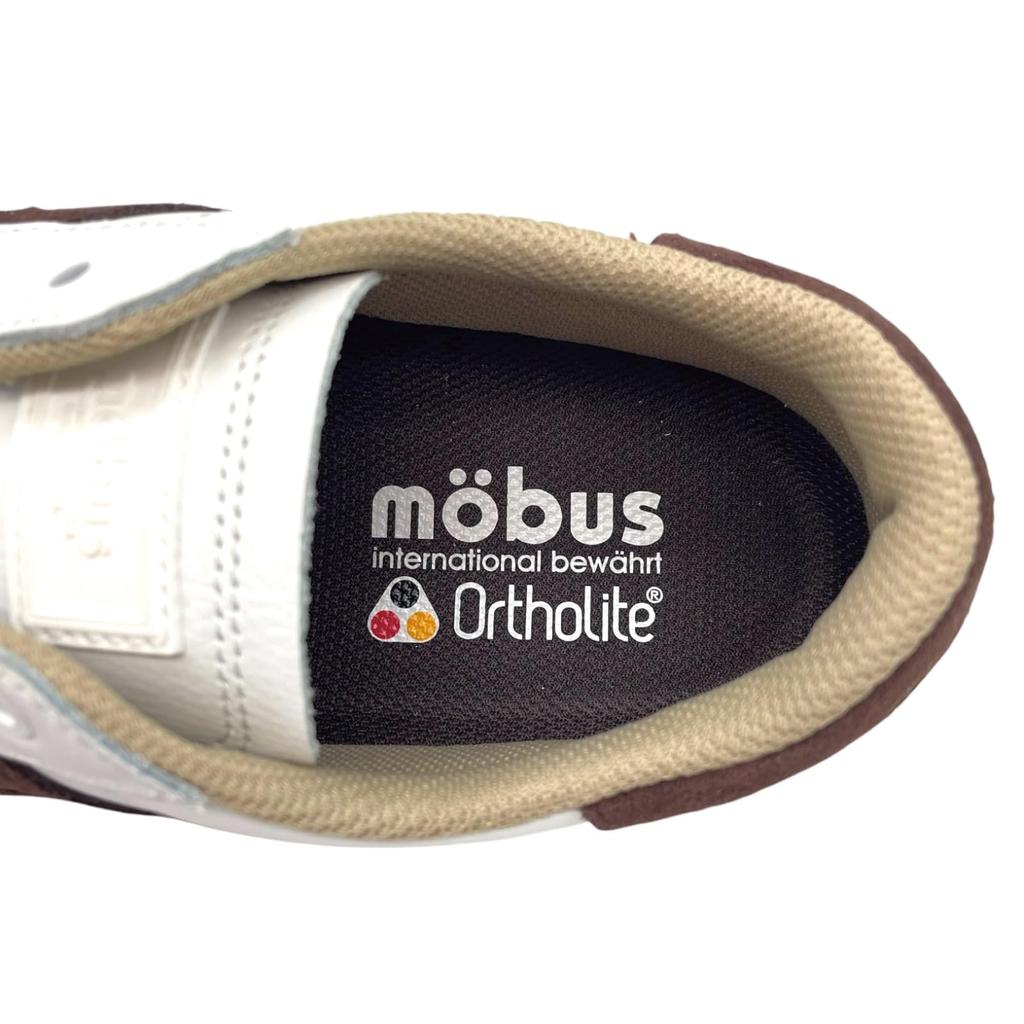 Mobus MUNSTER Sneakers for Men and Genuine Sports and with Functional Walking Shoes Japanese Shoe Women, Leather, Casual, Insoles, (S.WHT TUM/B.BRN,