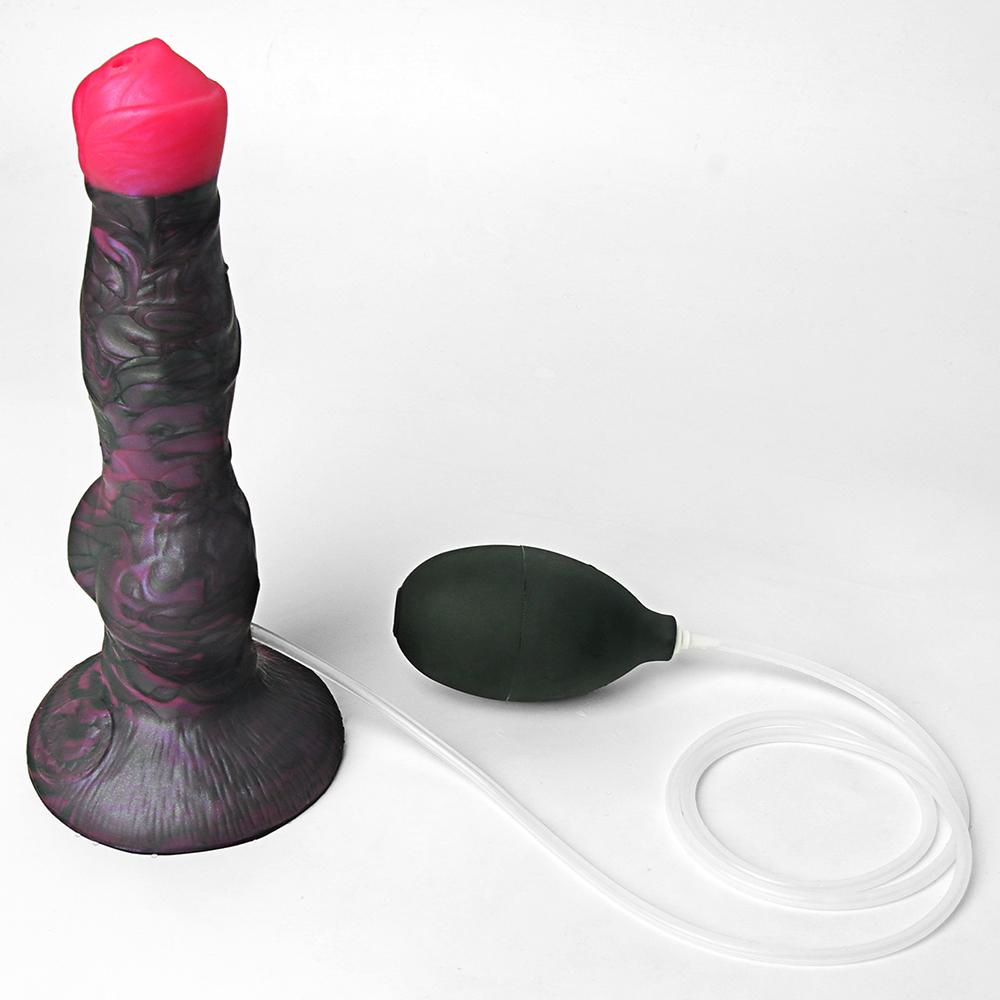 Large Dog Knot Ejacultion Dildo With Sucker Spray Liquid Function Sex Toys For Women/Men/Couple Purple Silicone Squirting Penis