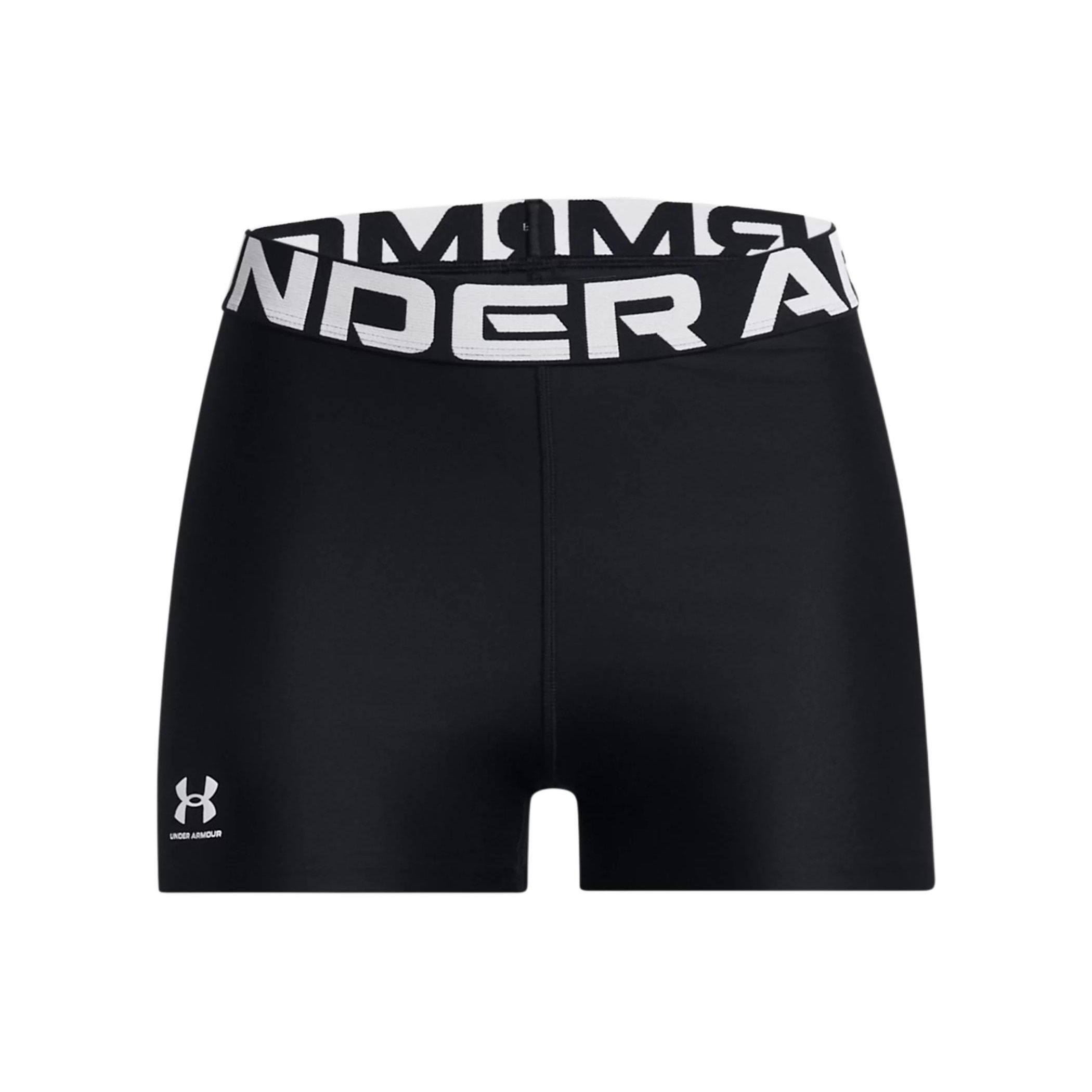 Under Armour HeatGear® Letter Logo Print Elastic Waist Mid Rise Sports Shorts Women shorts Black 1383629-001 XS