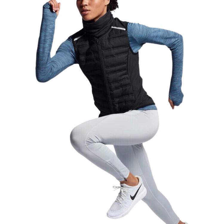 Nike Running Series Color Block Zipper Mesh Reflective Vest Women Vests Black 856638-010