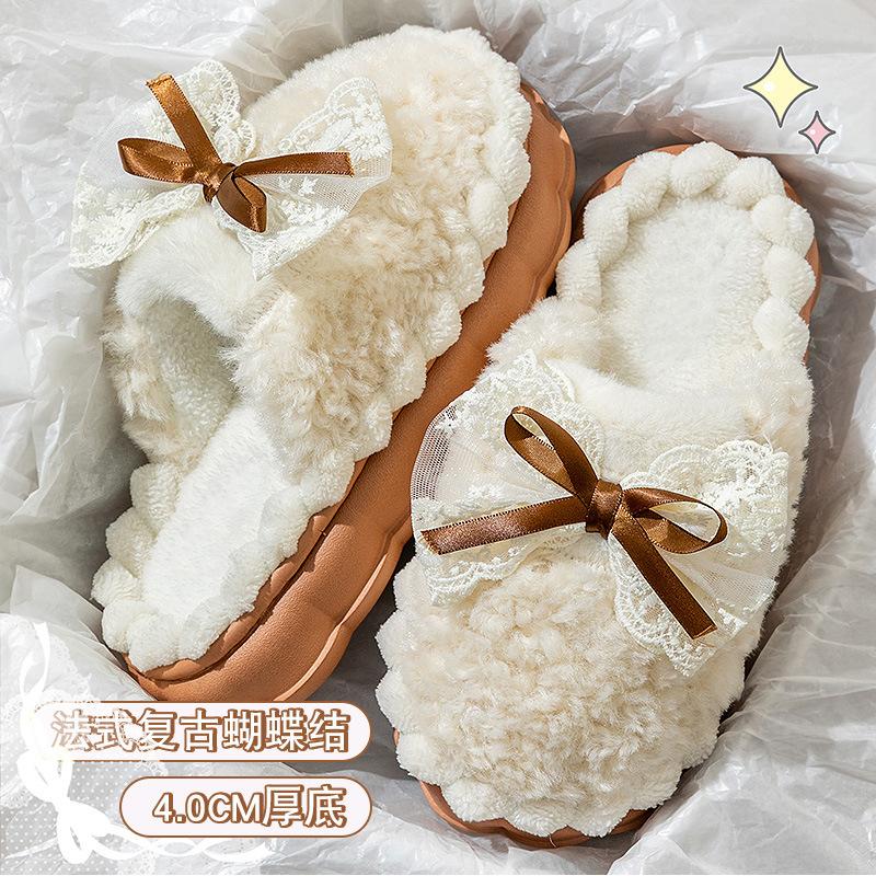 Cotton slippers women's winter new indoor home thick bottom non-slip warm plush slippers women