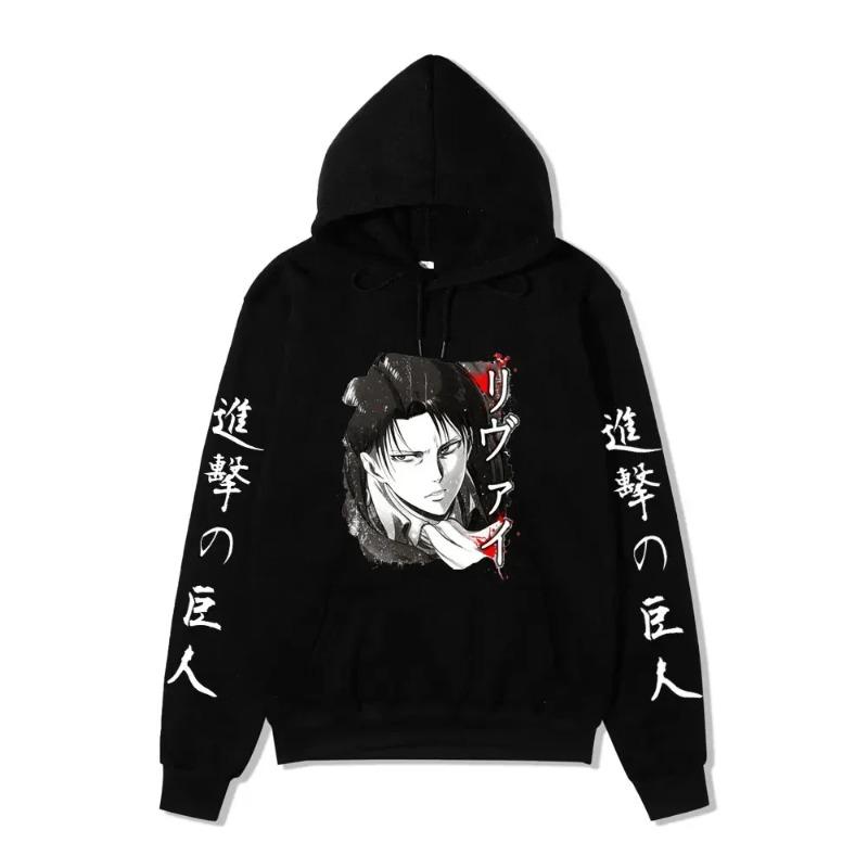 Anime Attack on Titan AOT Merch Ackerman Levi Scout Regiment Printed Hoodies Autumn Winter Sweatshirts Pullovers