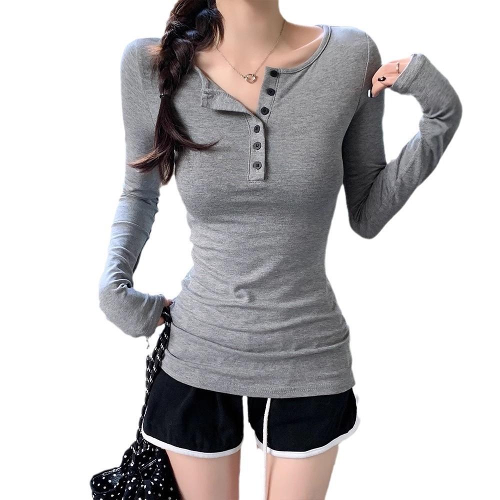 Women's Long Sleeved T-shirt Base Shirt Women's Slim Long Sleeved T-shirt Early Autumn Simple Student Top