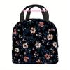 1pc, Floral Pattern on Dark Background, Printed Thermal Bag, Insulated Bag, No Food Contact, Suitable for Home, Restaurant, Offi