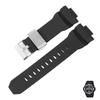 [Zealbeaty] Resin Silicone Watch Strap Compatible with GA150200300310 GA110400700 GAW-100B 16mm TPU Watch Strap (Black with Stainless Steel Ring)