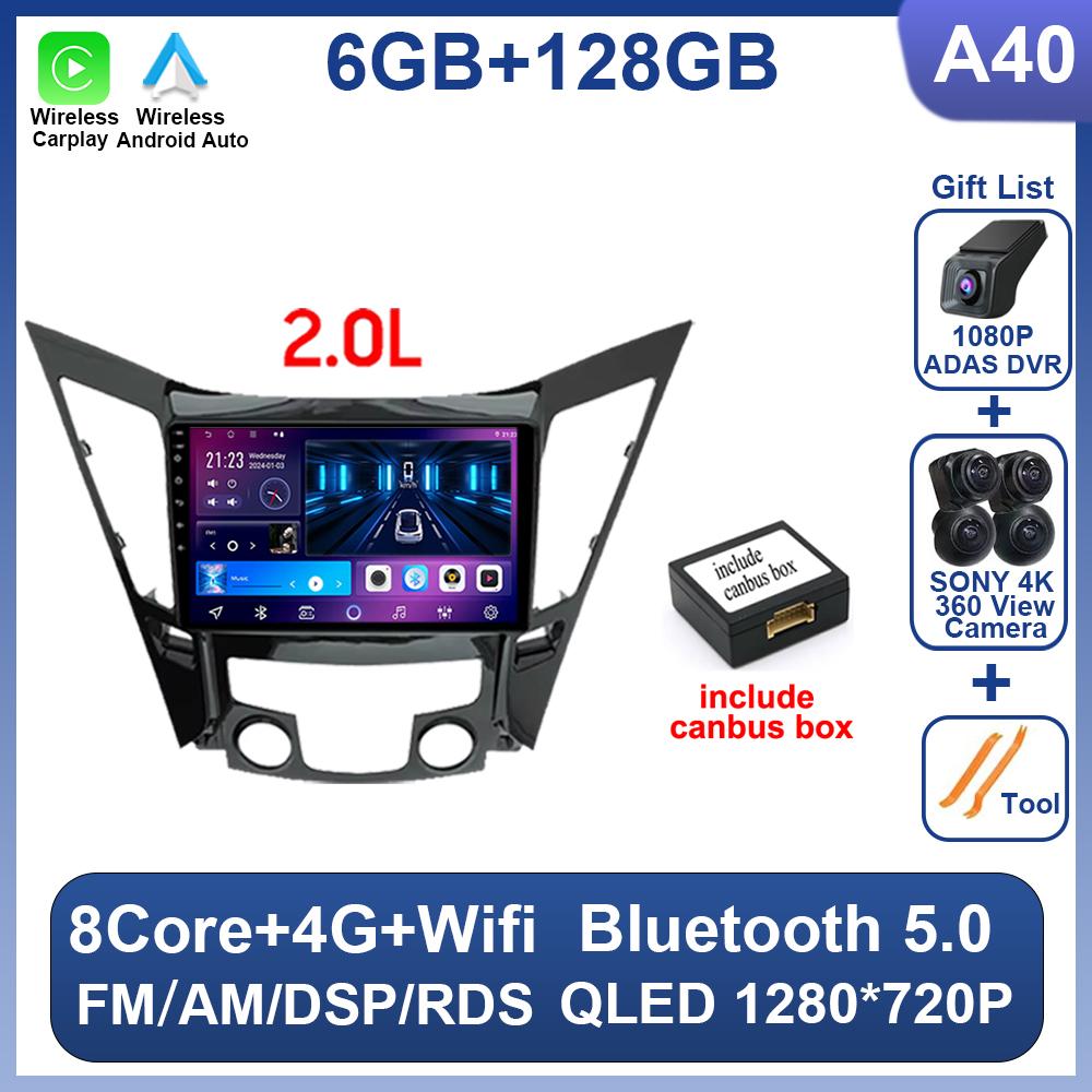 For Hyundai Sonata 6 YF 2009 - 2015 Android 14 Car Radio Multimedia Video Player GPS Navigation AI Voice 4G CarPlay Head Unit