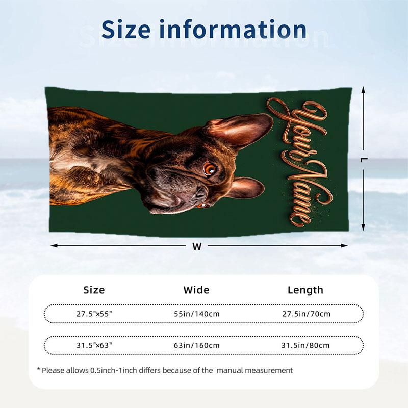 Dog Theme Beach Towel Personalized Custom Name & Text Soft Quick Dry Beach Towel for Swimming Travel