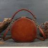Small Round Bag High Quality Genuine Leather Bag for Women New Women's Handbag Leather Bag Shoulder Bag Literary and Ethnic Style Messenger Bag