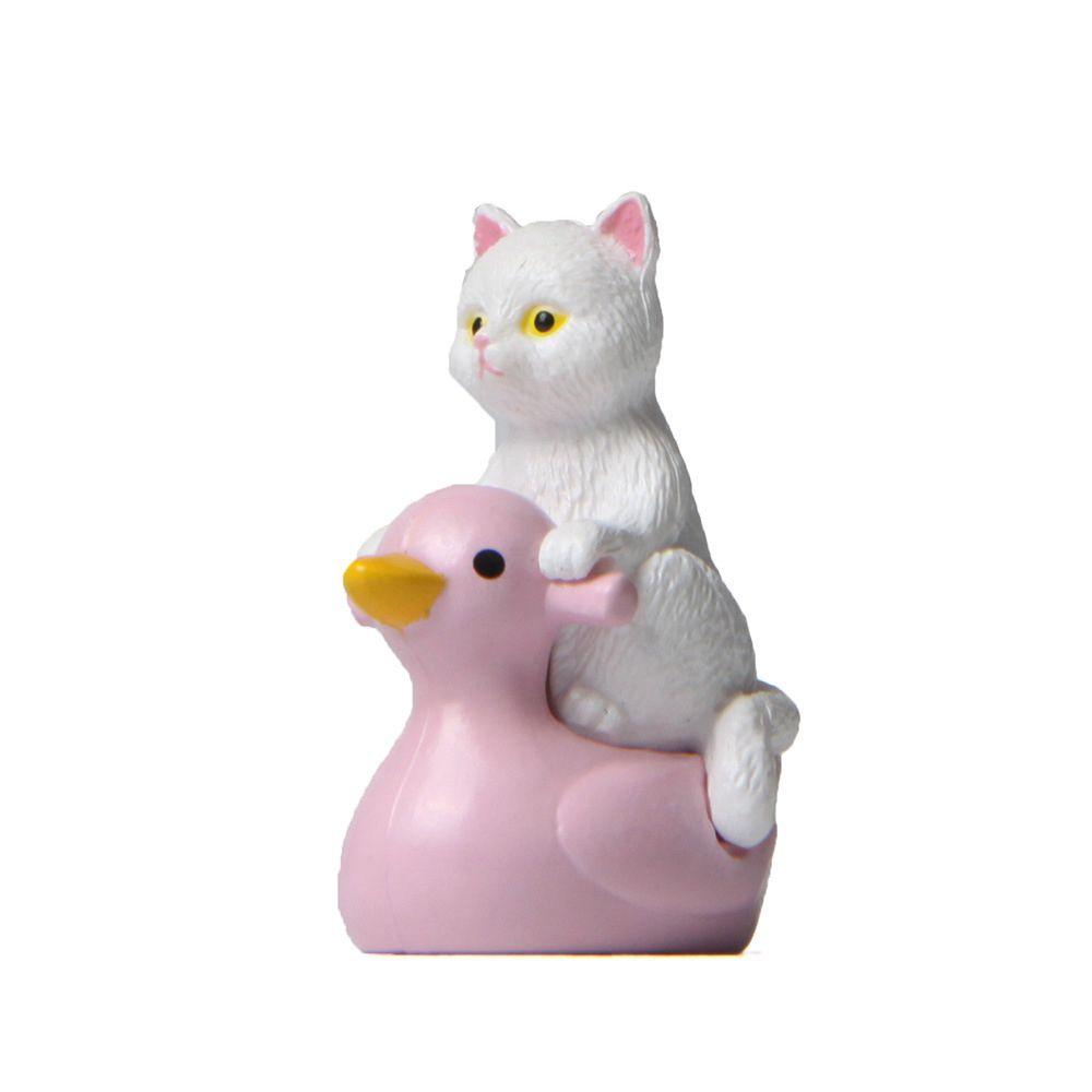 Игрушка Фигурка Моделирование Котенок Кошка Украшения Кошка Миниатюрная Сидящая Розовая Утка Кошка Маленькая Статуя