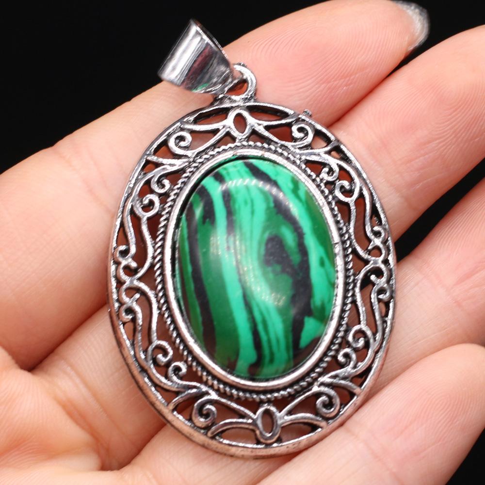 Natuurlijke stenen hanger Ei-vormige halfedelstenen kanten hanger voor het maken van sieraden DIY ketting armband accessoire