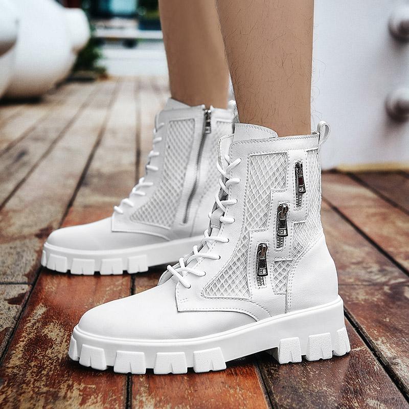 

men Boots Motorcycle Casual Shoes New man Leather Minimalist Classic Punk Female Mary Jane Goth Shoes Platform Boots men 39 белый